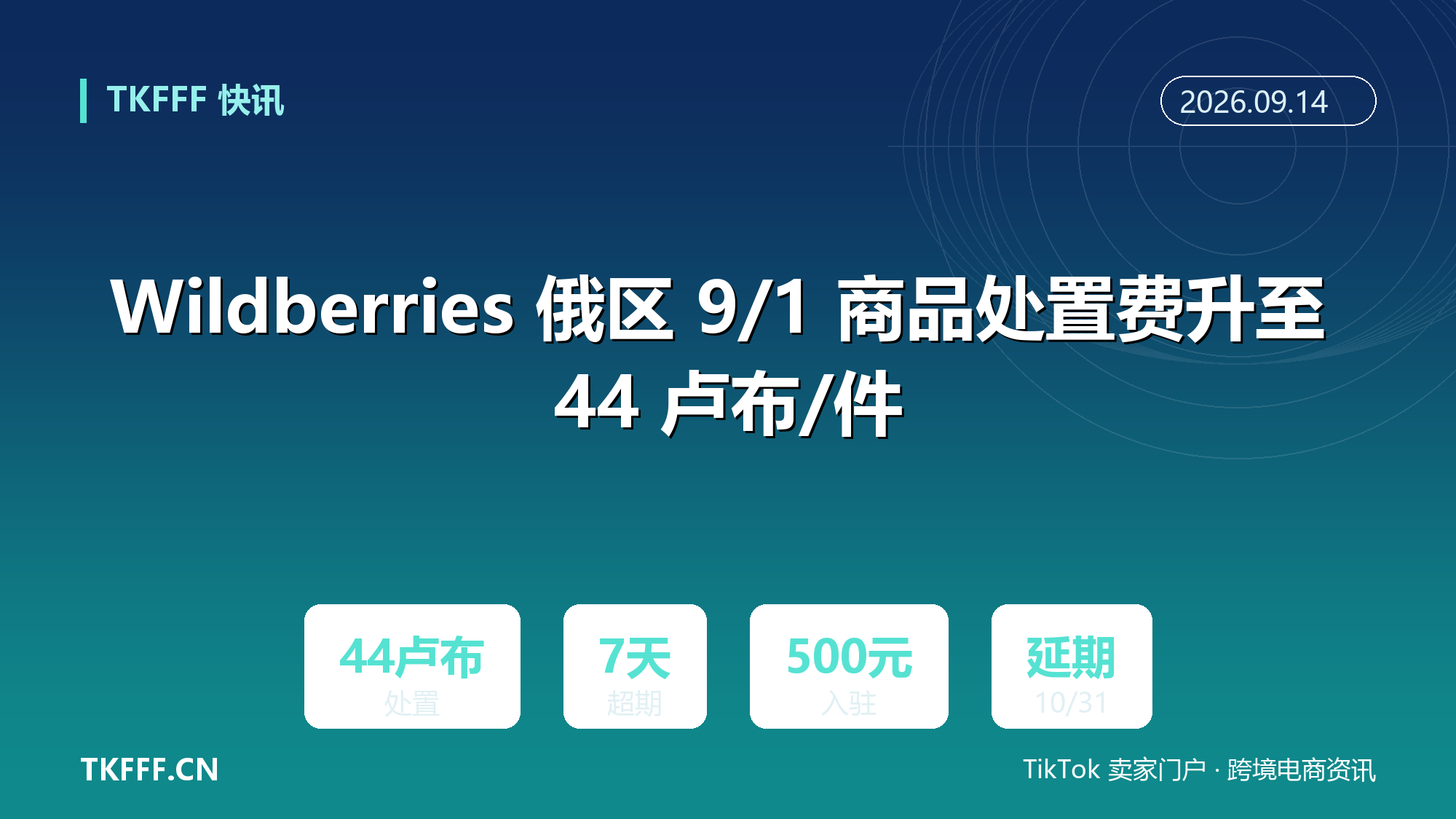 Wildberries 俄区 9/1 商品处置费升至 44 卢布/件：自提点超 7 天自动送仓销毁，新卖家入驻费直降至 500 元延期至 10/31