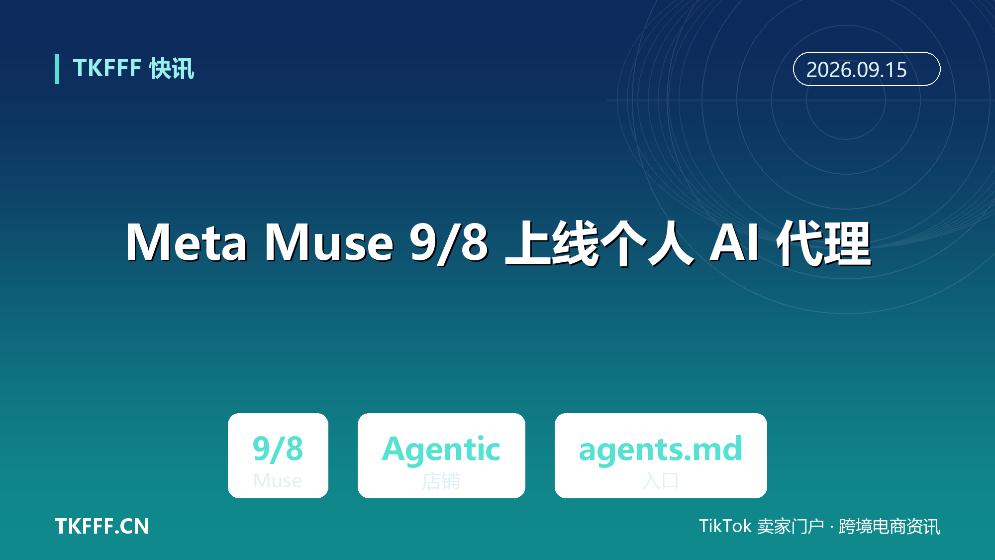 Meta Muse 9/8 上线个人 AI 代理：Shopify Agentic Storefronts 默认共享商品，/agents.md 成新入口