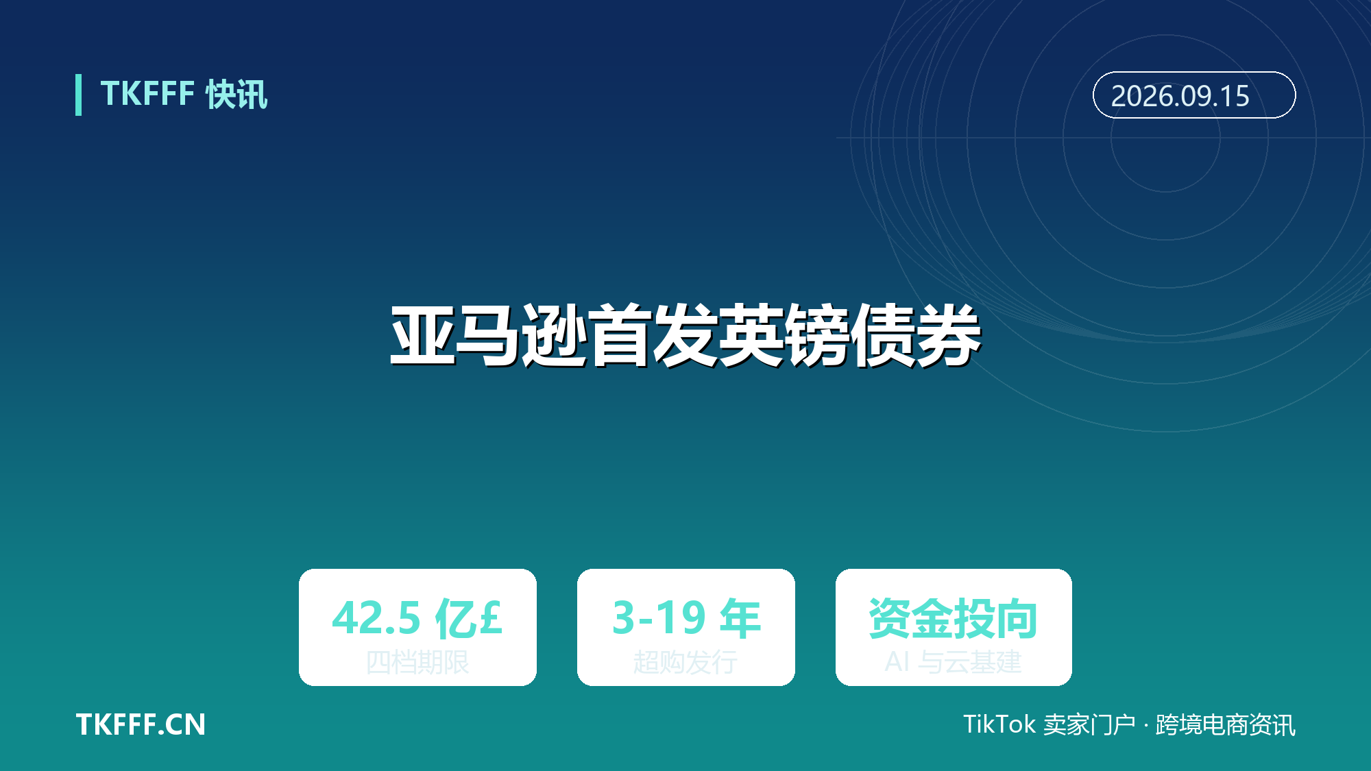 亚马逊首发英镑债券 42.5 亿英镑：四档期限 3-19 年，超购资金投向 AI 与云基建