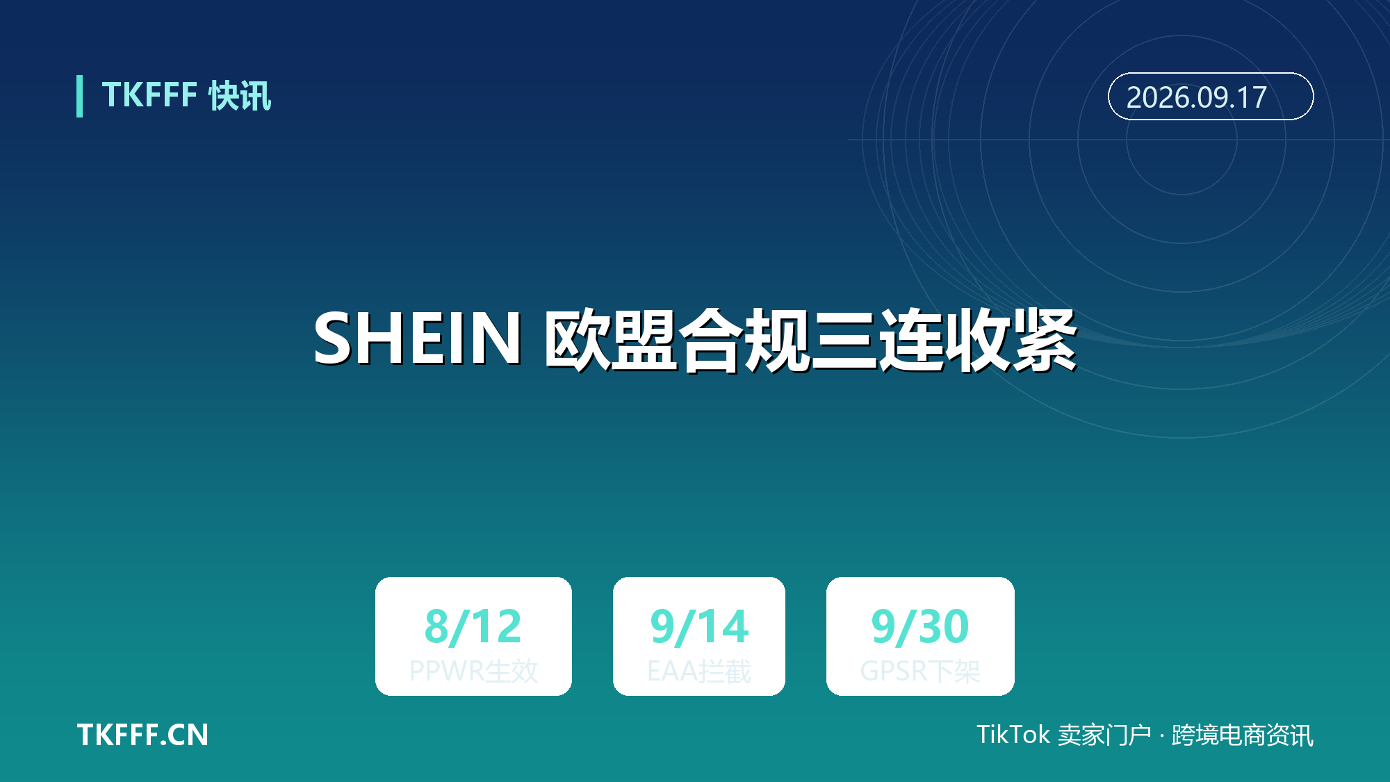 SHEIN 欧盟合规三连收紧：PPWR 包装 8/12 生效、EAA 无障碍 9/14 拦截、GPSR 标识 9/30 下架