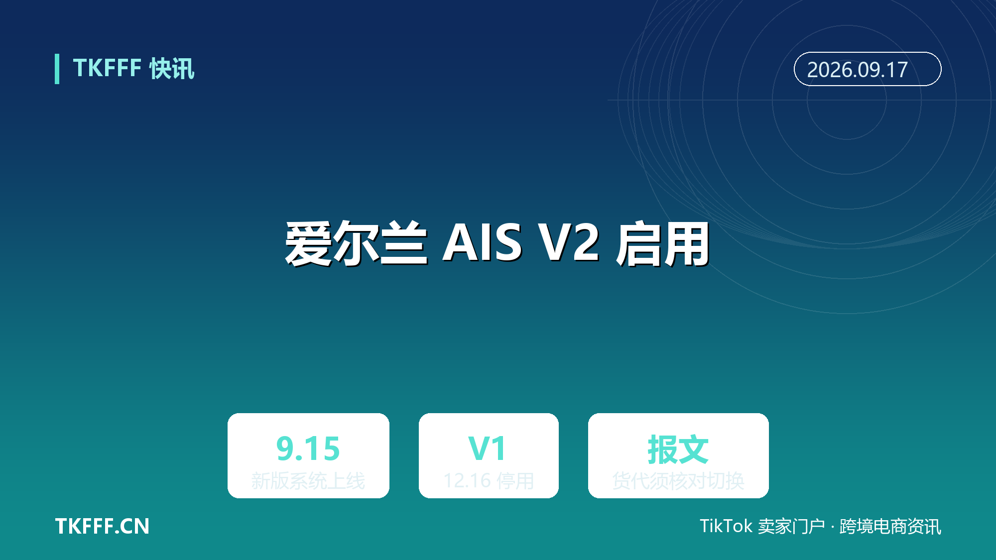 爱尔兰 AIS V2 新版进口申报系统启用：发爱货物报关报文须调整