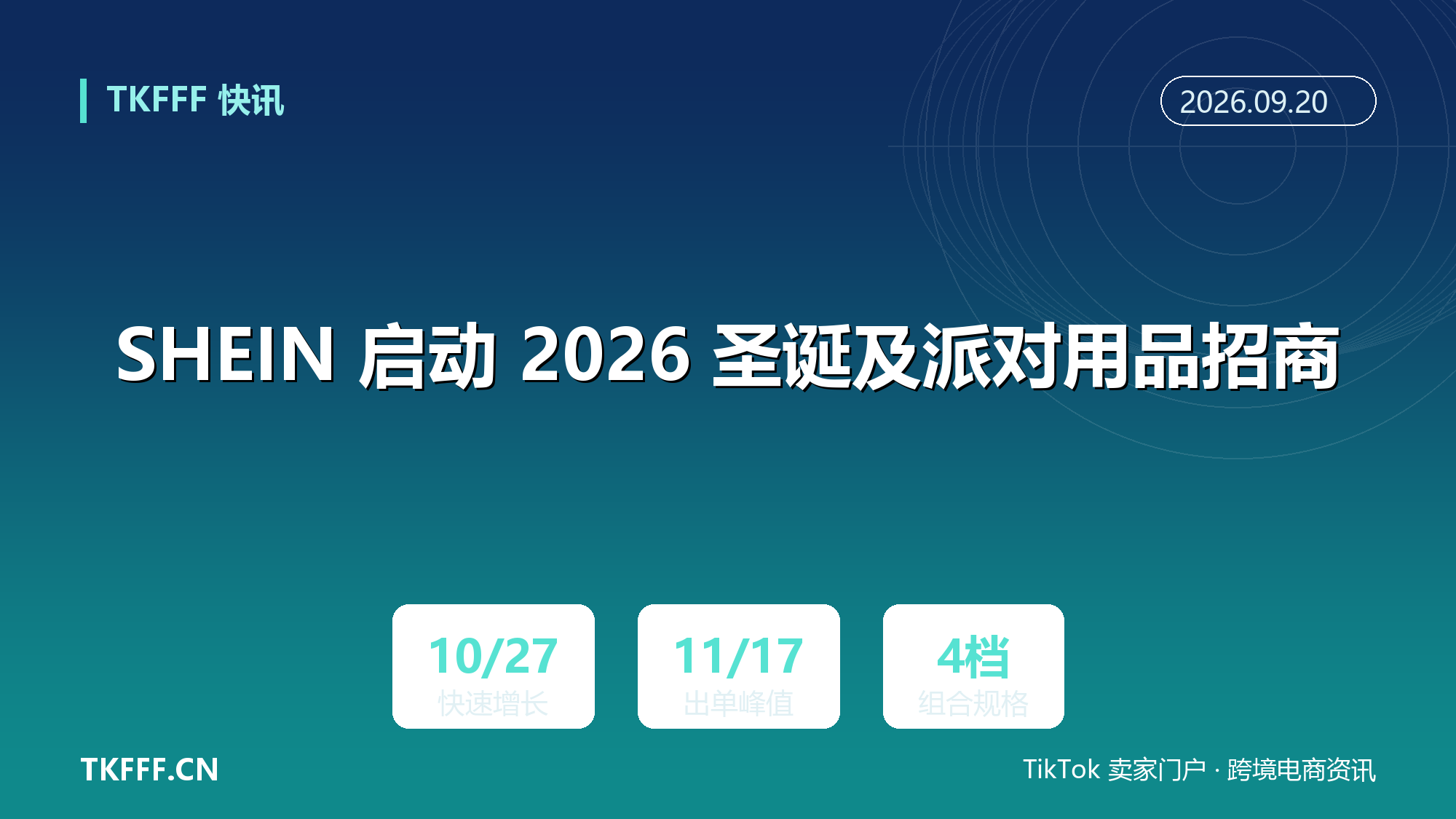 SHEIN 启动 2026 圣诞及派对用品招商：10 月初需求启动、10/27 快速增长、11/17 出单峰值