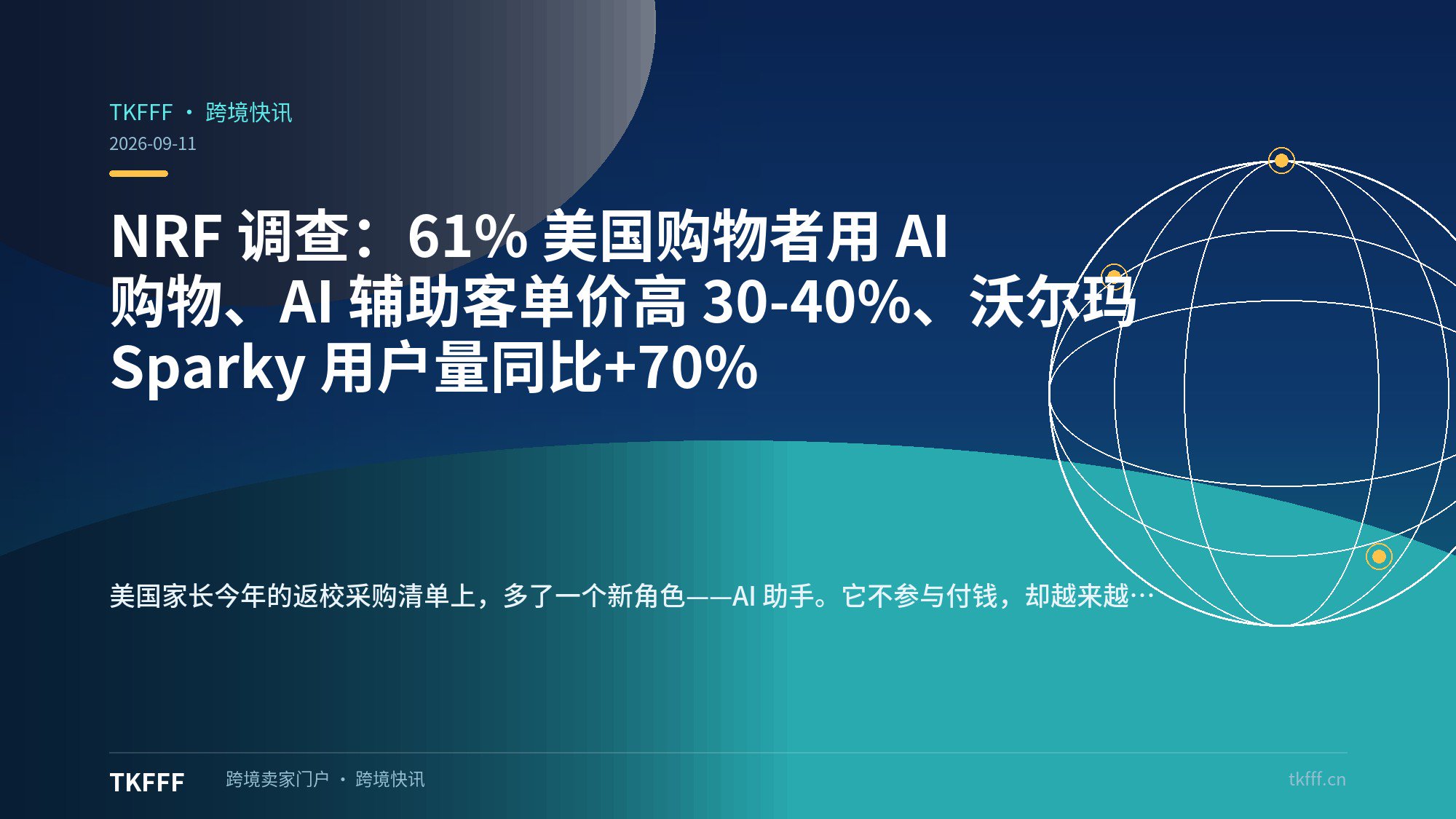 NRF 调查：61% 美国购物者用 AI 购物、AI 辅助客单价高 30-40%、沃尔玛 Sparky 用户量同比+70%