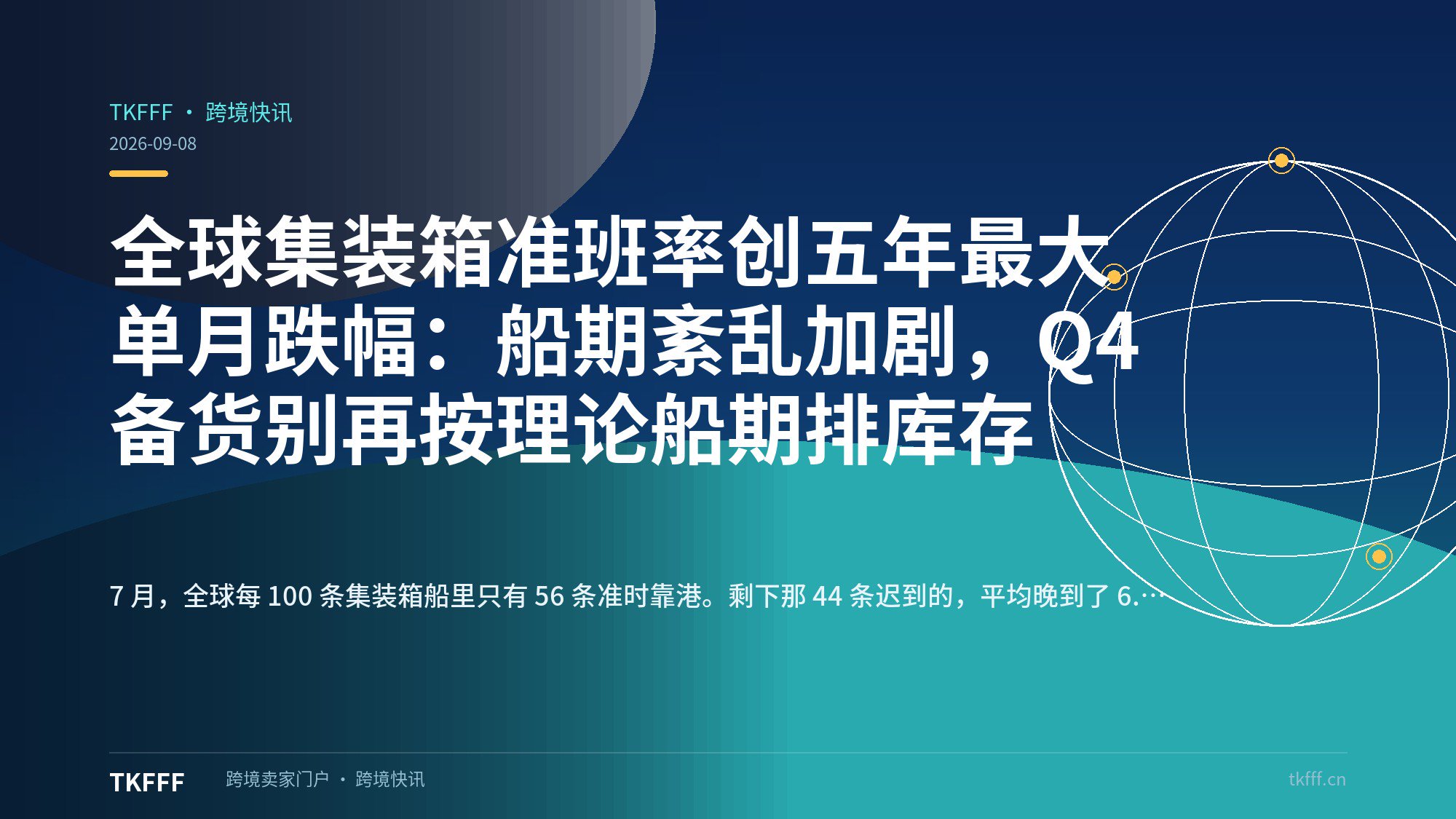 全球集装箱准班率创五年最大单月跌幅：船期紊乱加剧，Q4 备货别再按理论船期排库存