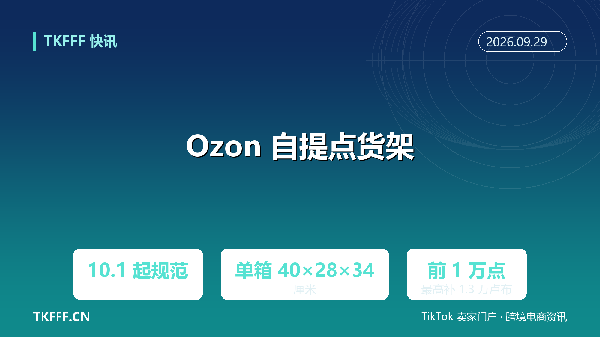 Ozon 10/1 起规范自提点货架：单箱推荐 40×28×34 厘米，前 1 万个点位最高补 1.3 万卢布