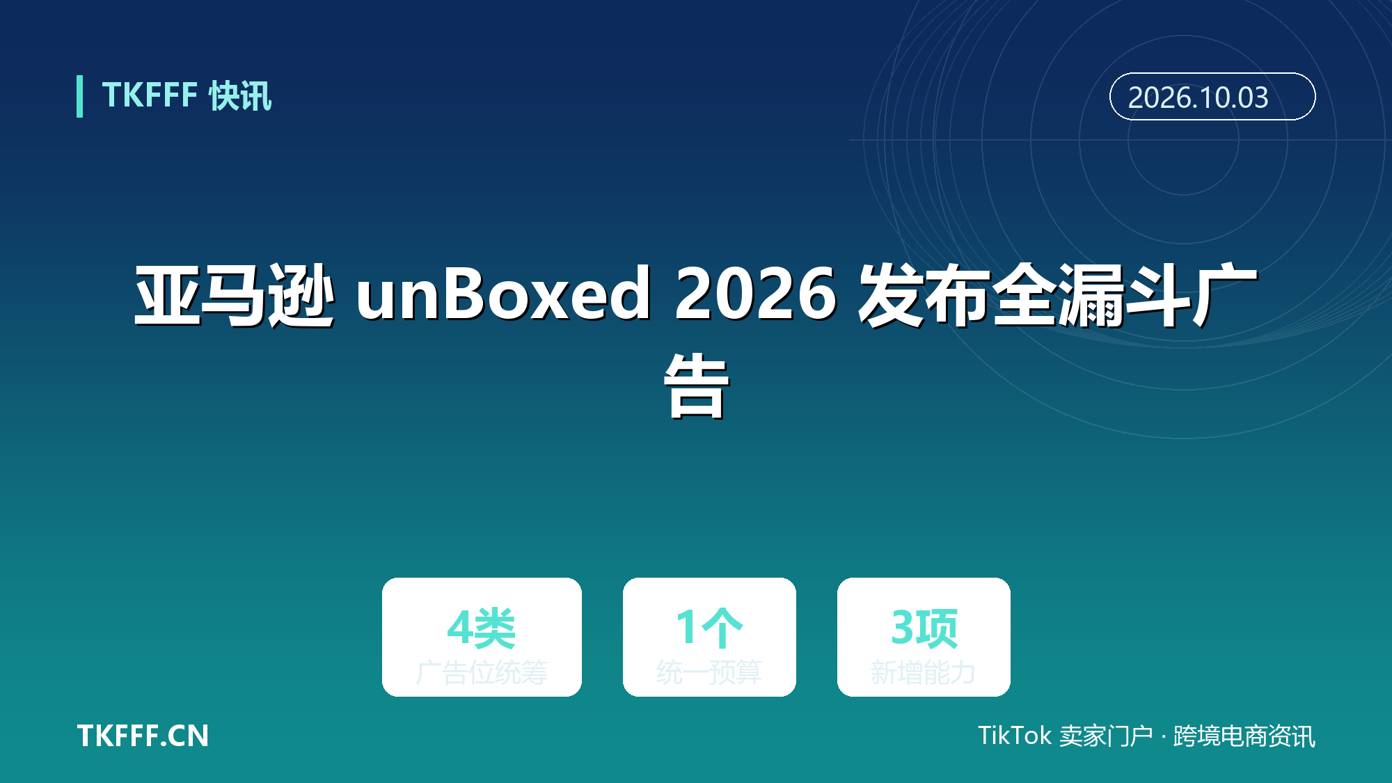 亚马逊 unBoxed 2026 发布全漏斗广告：统一预算统筹四类广告位，DVA+ 把程序化视频音频下放给中小卖家