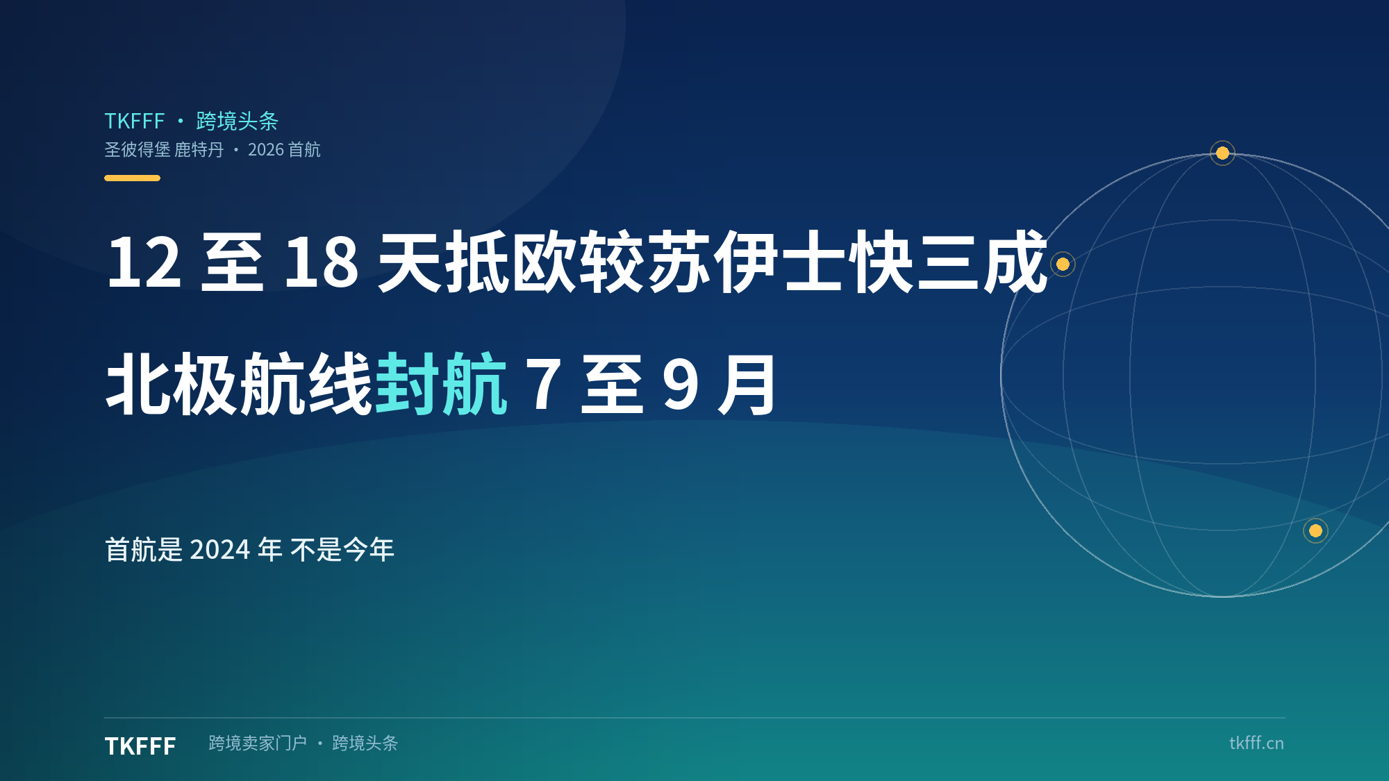 中欧北极集装箱快航 2026 航季 8 航次收官：18–20 天抵欧较苏伊士快近三成，但通航窗口一年只有三四个月