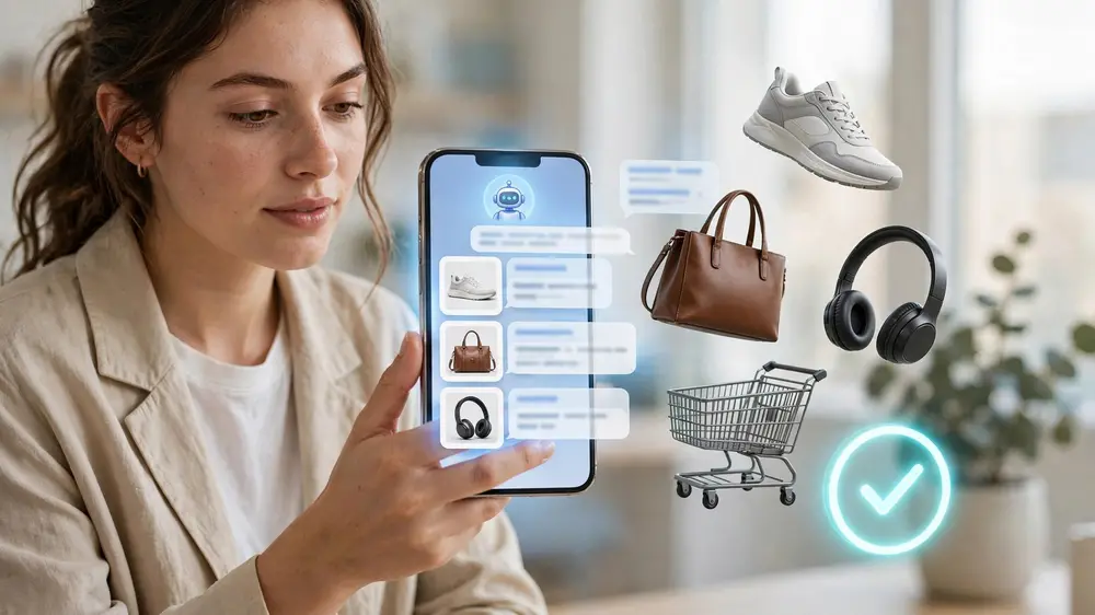 用户通过手机与 AI 购物智能体对话完成选品,图源:AI工具导航