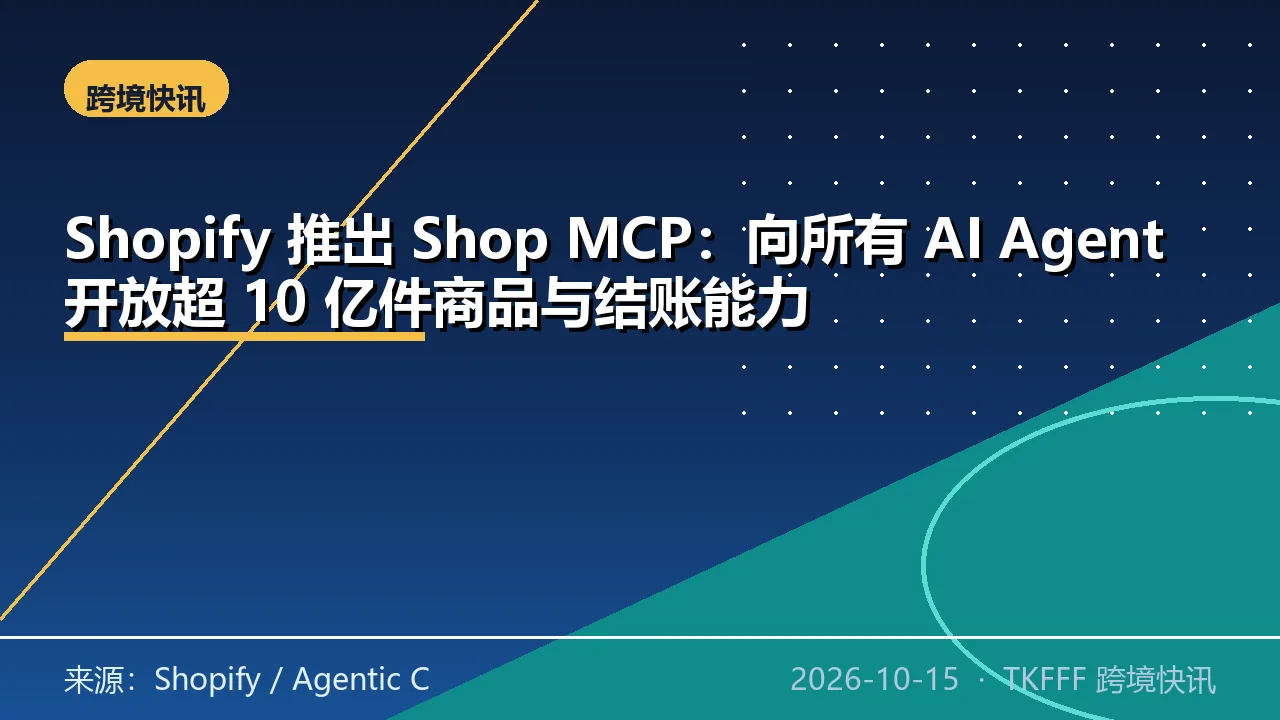 Shopify 推出 Shop MCP：向所有 AI Agent 开放超 10 亿件商品与结账能力
