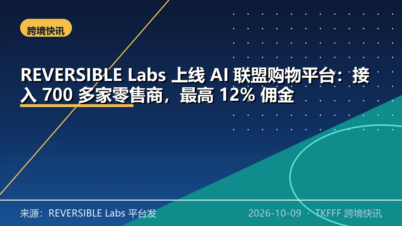 REVERSIBLE Labs 上线 AI 联盟购物平台：接入 700 多家零售商，最高 12% 佣金