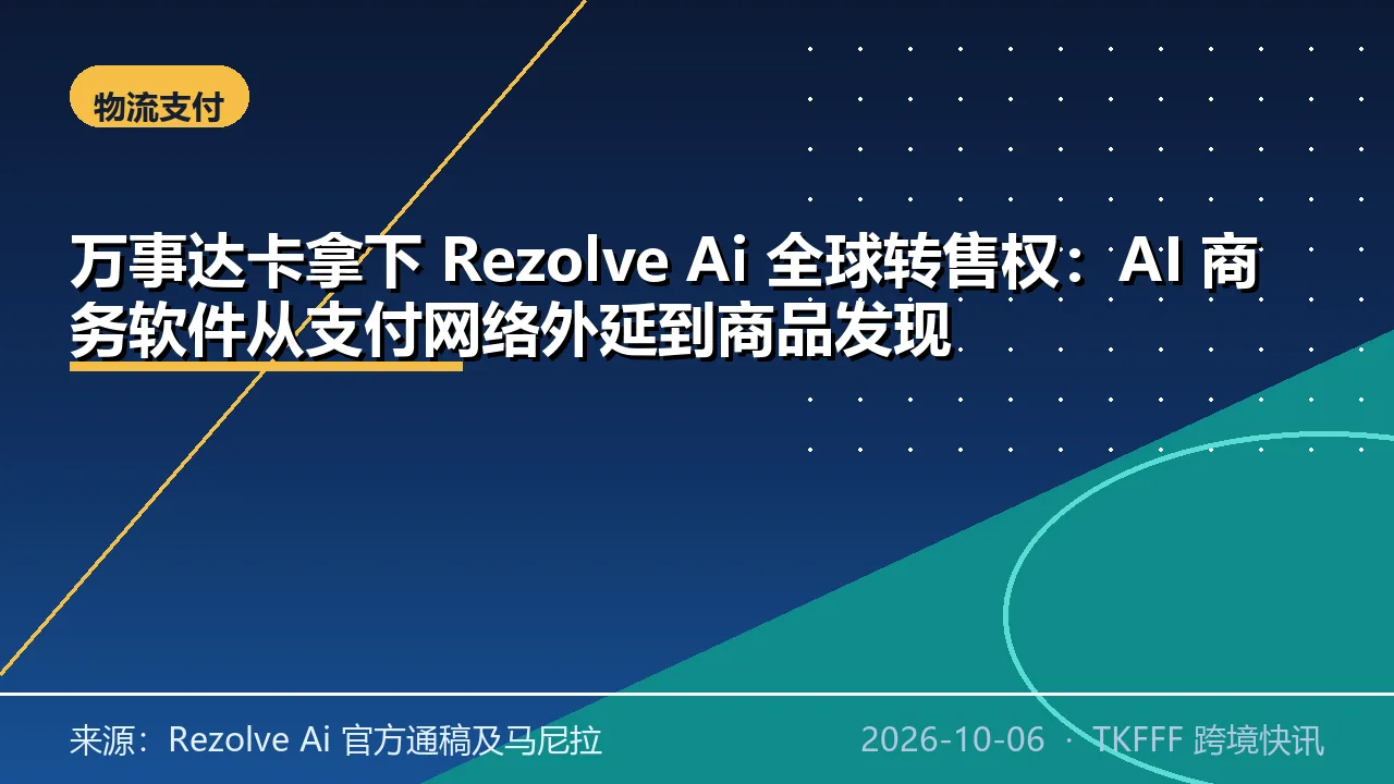万事达卡拿下 Rezolve Ai 全球转售权：AI 商务软件从支付网络外延到商品发现