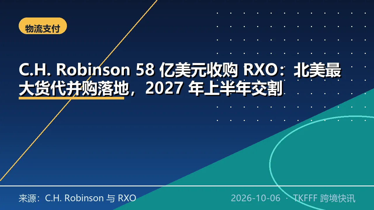 C.H. Robinson 58 亿美元收购 RXO：北美最大货代并购落地，2027 年上半年交割