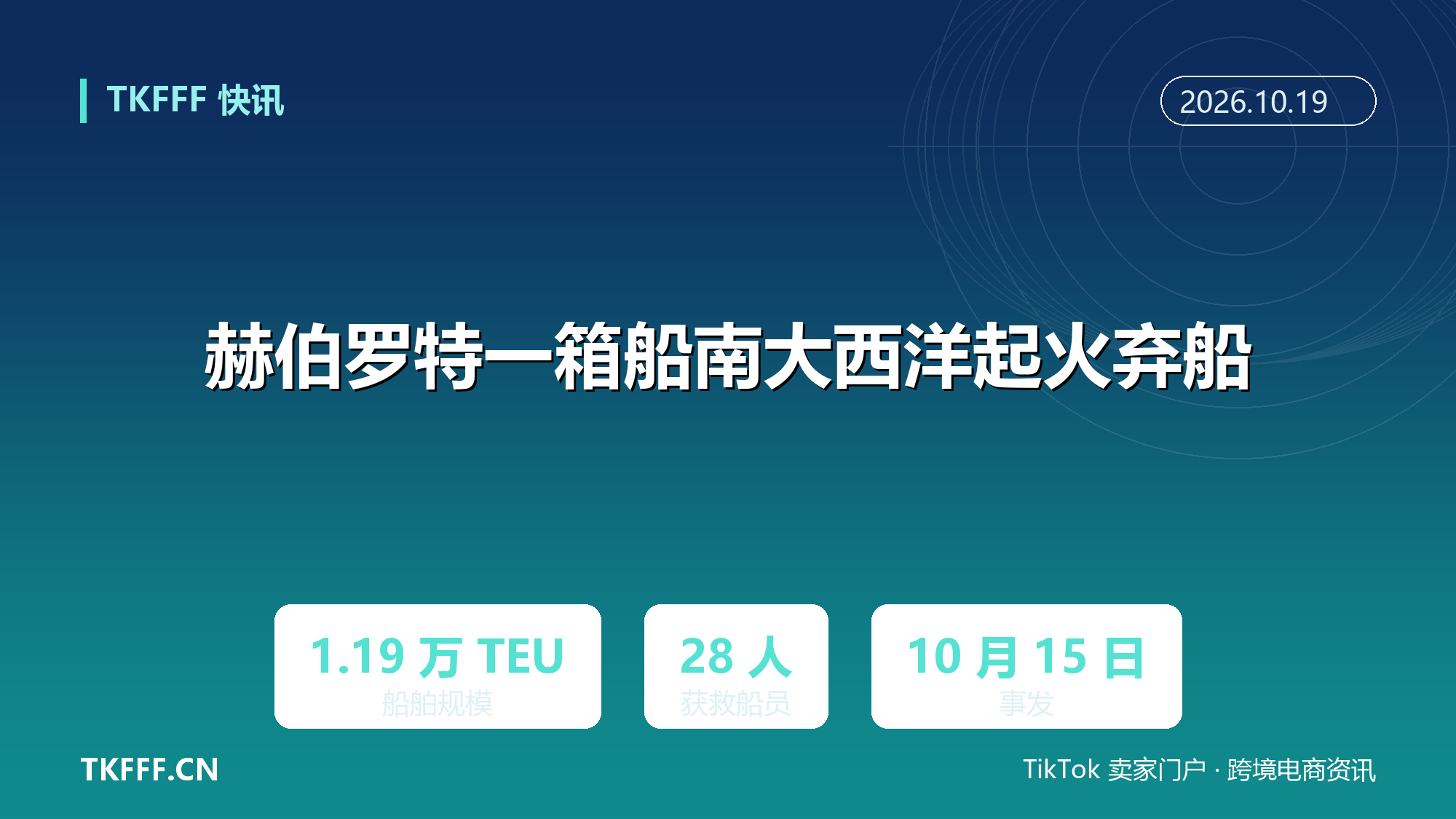 赫伯罗特租用 1.19 万 TEU 船南大西洋起火弃船：曾挂靠上海宁波，28 名船员获救